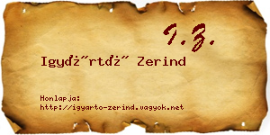 Igyártó Zerind névjegykártya